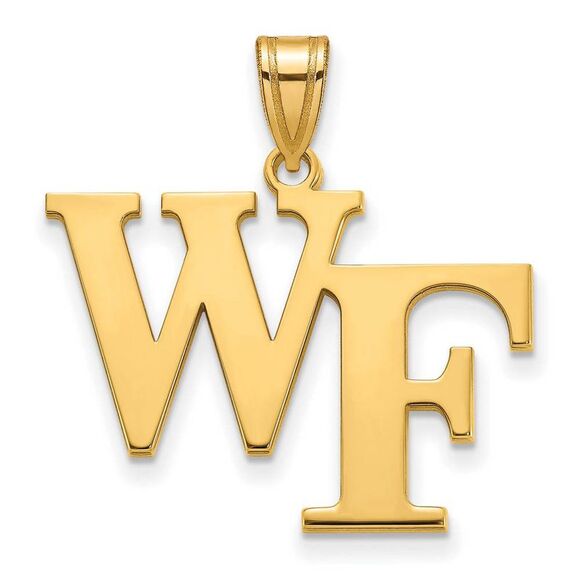 14k Gold Plated Silver Wake Forest U. Large 'WF' Pendant - Picture 1 of 3